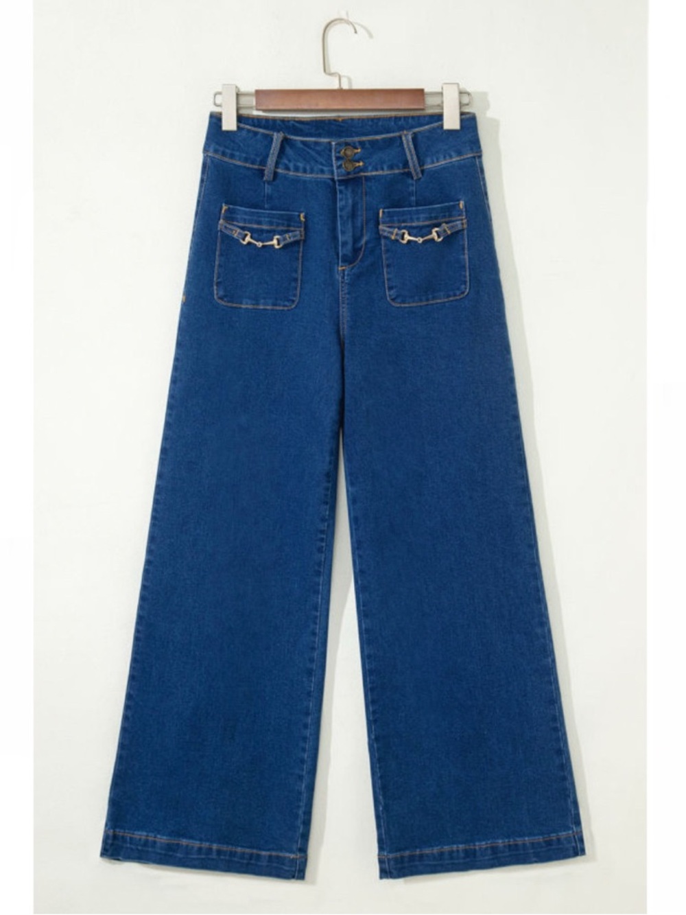 Sail Blue High Wasted Wide Leg Denim Pants - Picture 5 of 12